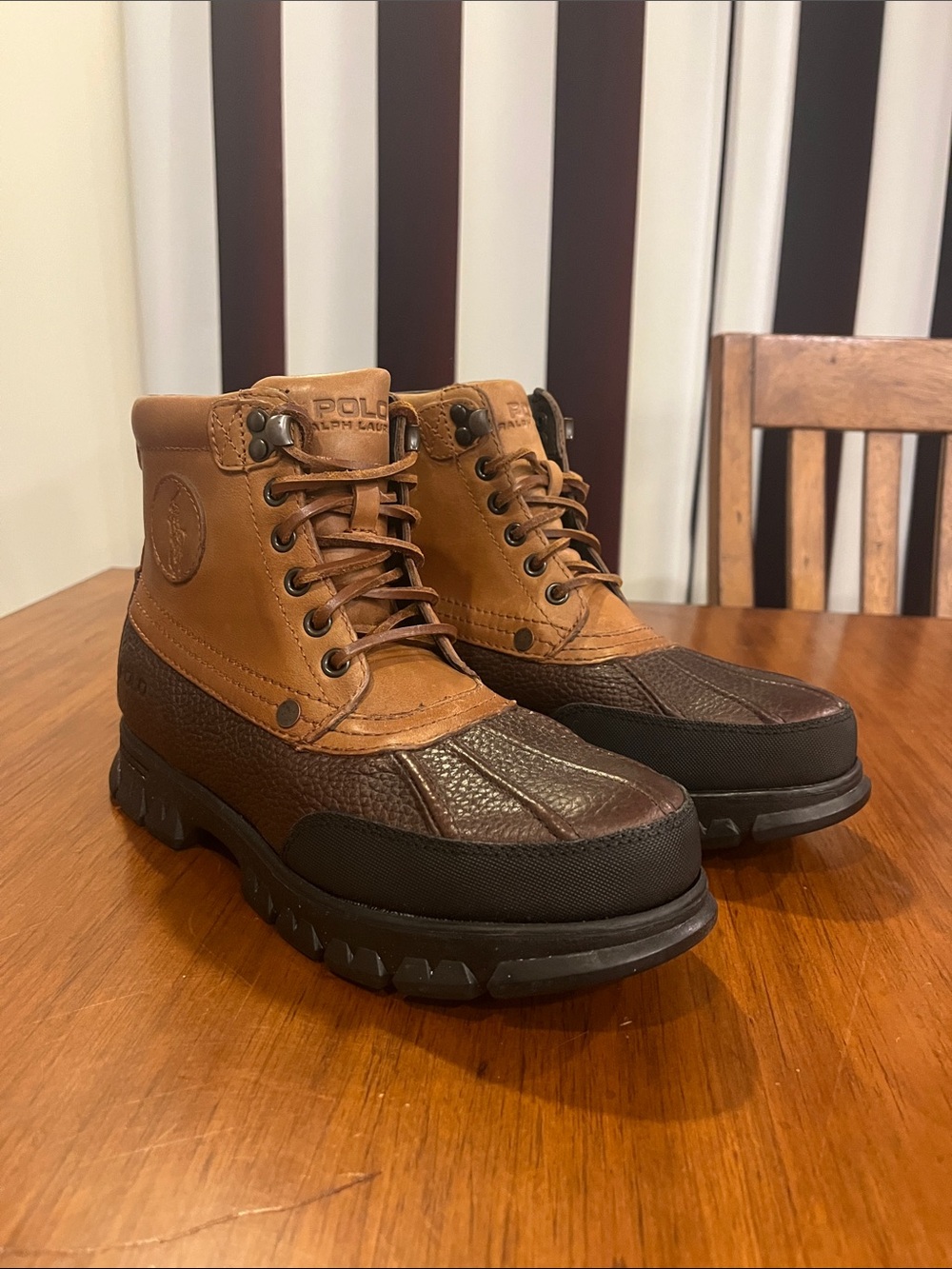 Polo Ralph Lauren Burson Boots new Leather Tan Briarwood Mens Size 7